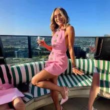 Altın Düğme Detaylı Halter Yaka Mini Elbise Zalle