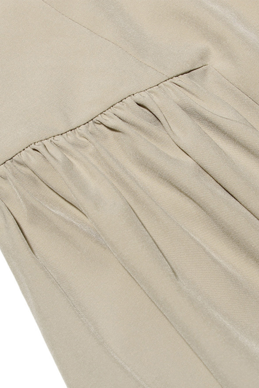 Askılı Korse Detaylı Bej Midi Elbise Zalle