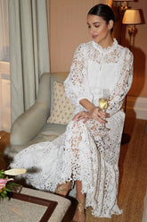 Dantel Detaylı Balon Kollu Uzun Maxi Elbise Zalle