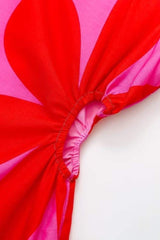 Pembe Kolsuz Çiçek Detaylı Yırtmaçlı Midi Elbise Zalle