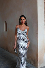 Puantiyeli Askılı Maxi Elbise Zalle