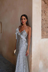 Puantiyeli Askılı Maxi Elbise Zalle