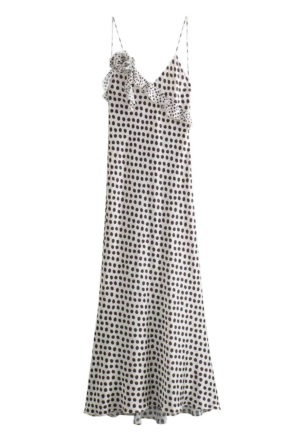 Puantiyeli Askılı Maxi Elbise Zalle