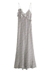 Puantiyeli Askılı Maxi Elbise Zalle