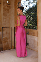 V Yaka Yırtmaçlı Zarif Maxi Elbise Zalle