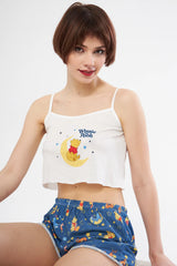 Winnie the Pooh Desenli Askılı Şortlu Takım