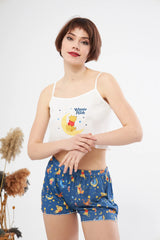 Winnie the Pooh Desenli Askılı Şortlu Takım