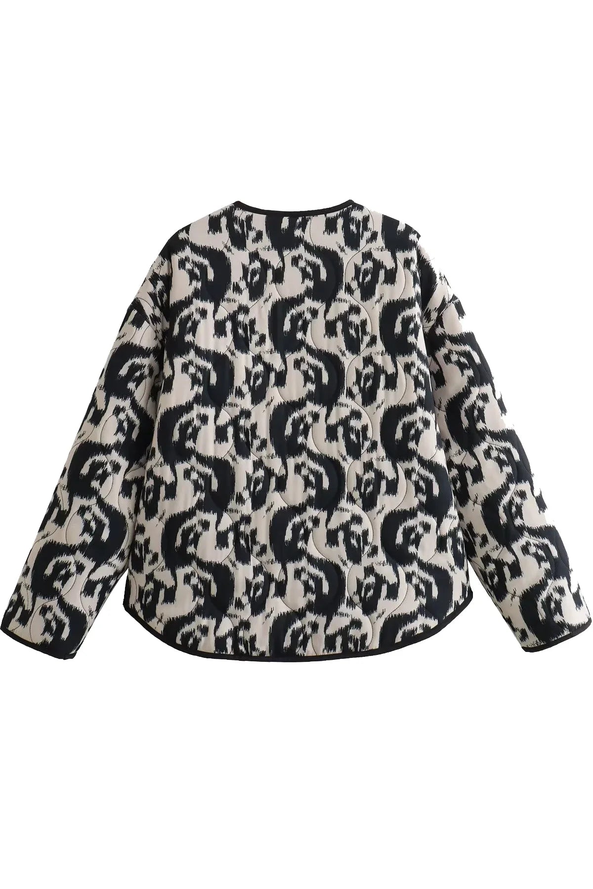 Siyah Beyaz Desenli Oversize Bomber Ceket Zalle