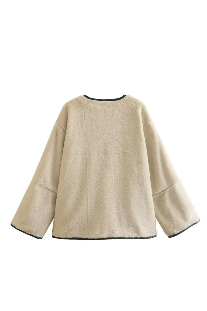 Oversize Tokalı Peluş Ceket Zalle
