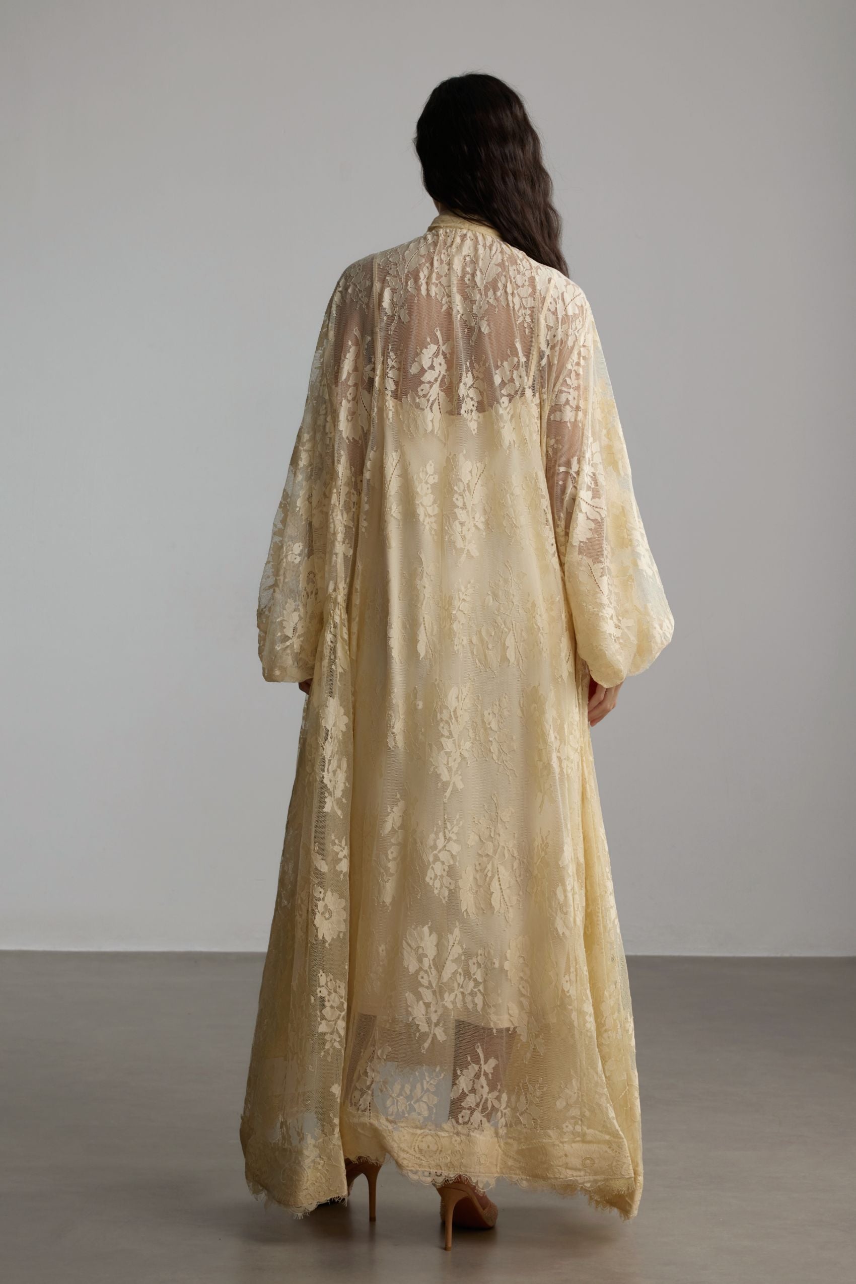 Dantel Detaylı Uzun Abiye Elbise Zalle