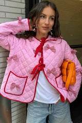 Pembe Fiyonklu Kapitone Ceket Zalle