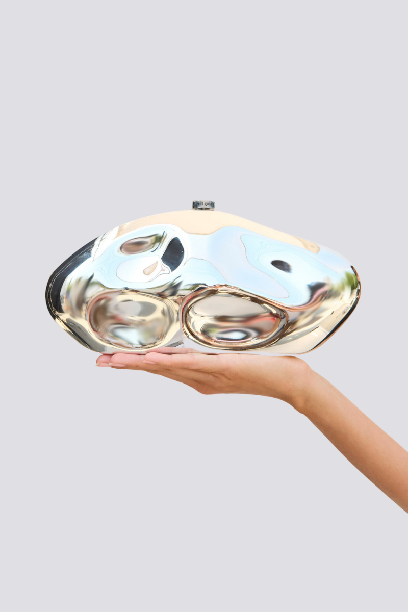 Alixe Gümüş Dent Clutch Çanta