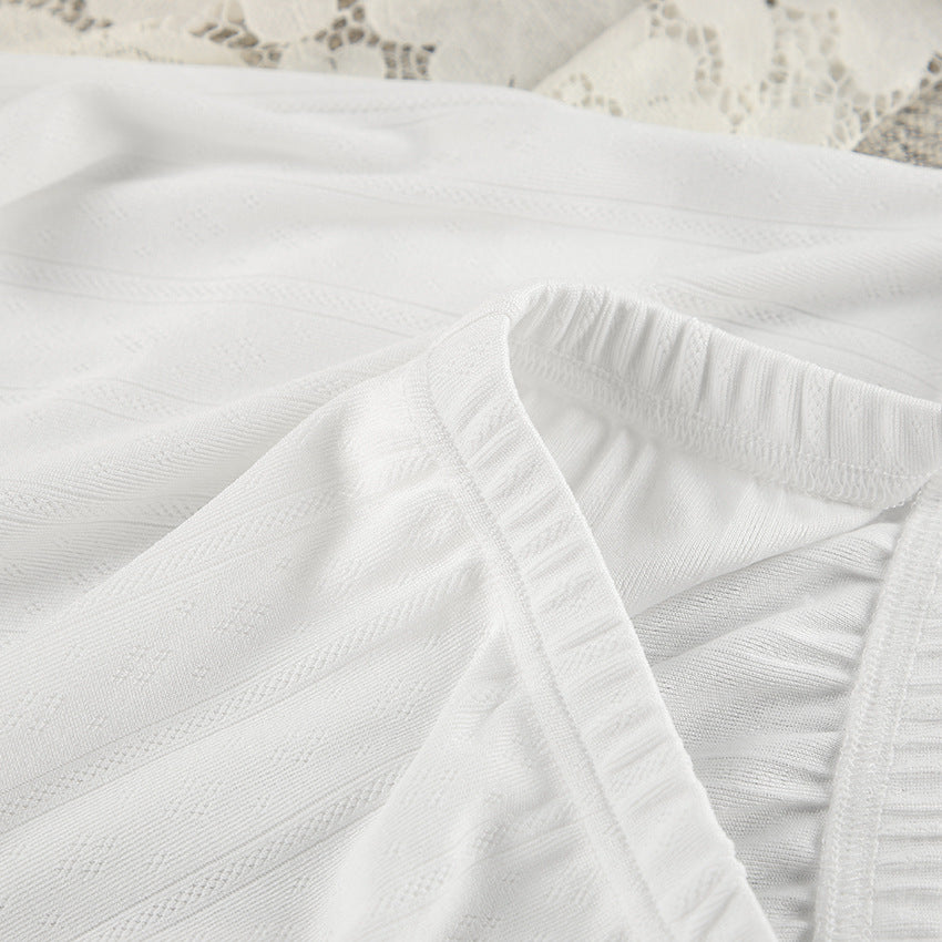 White Lace Detailed Strapless Shorts and Two Piece Pajama Set
