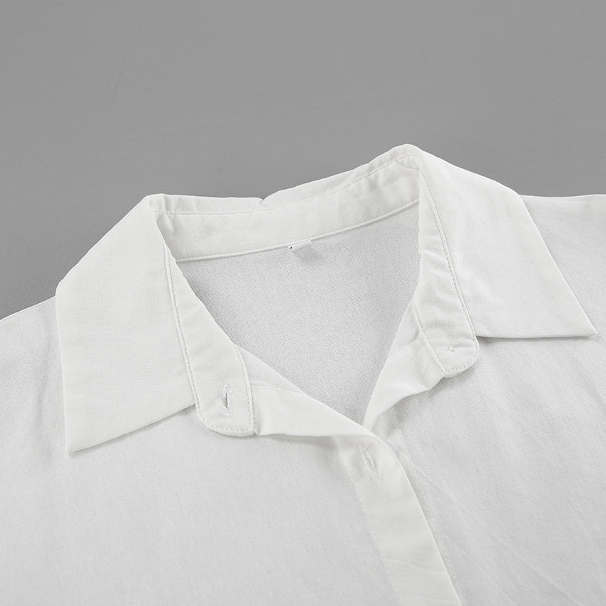 White Cotton Relaxed Fit 2 Piece Set