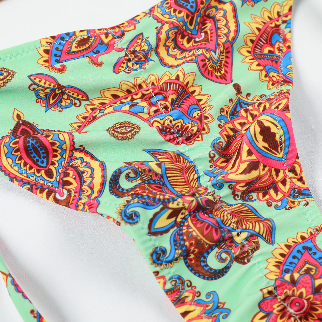 Bohem Desenli Halka Detaylı Üçgen Bikini Takımı Zalle
