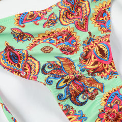 Bohem Desenli Halka Detaylı Üçgen Bikini Takımı Zalle