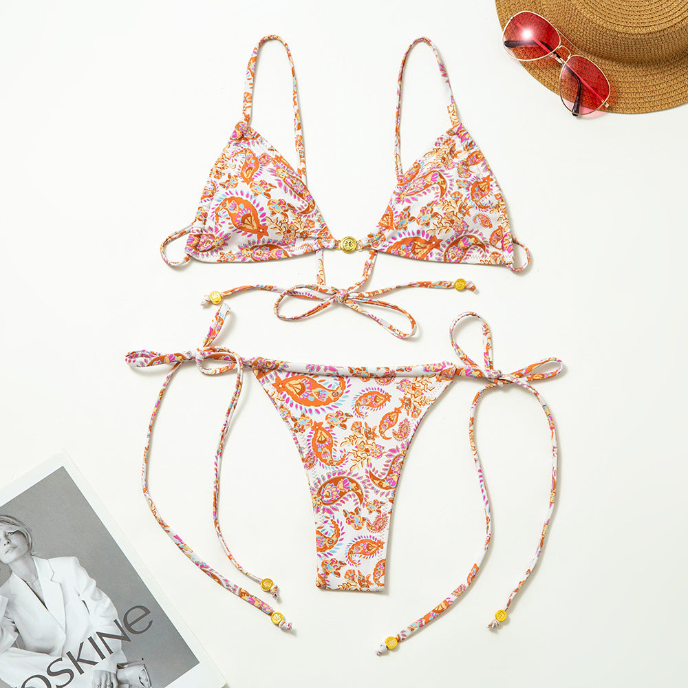 Bohem Desenli Üçgen Bikini Takımı Zalle