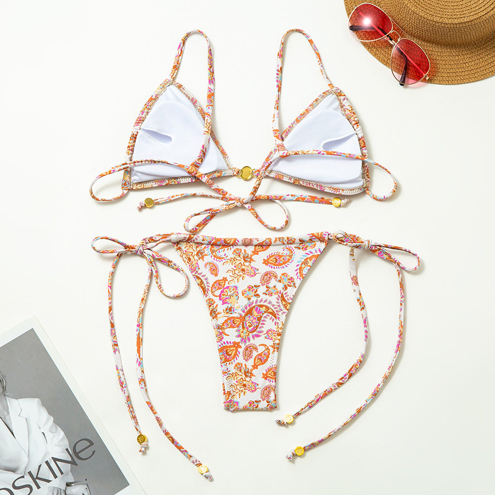 Bohem Desenli Üçgen Bikini Takımı Zalle