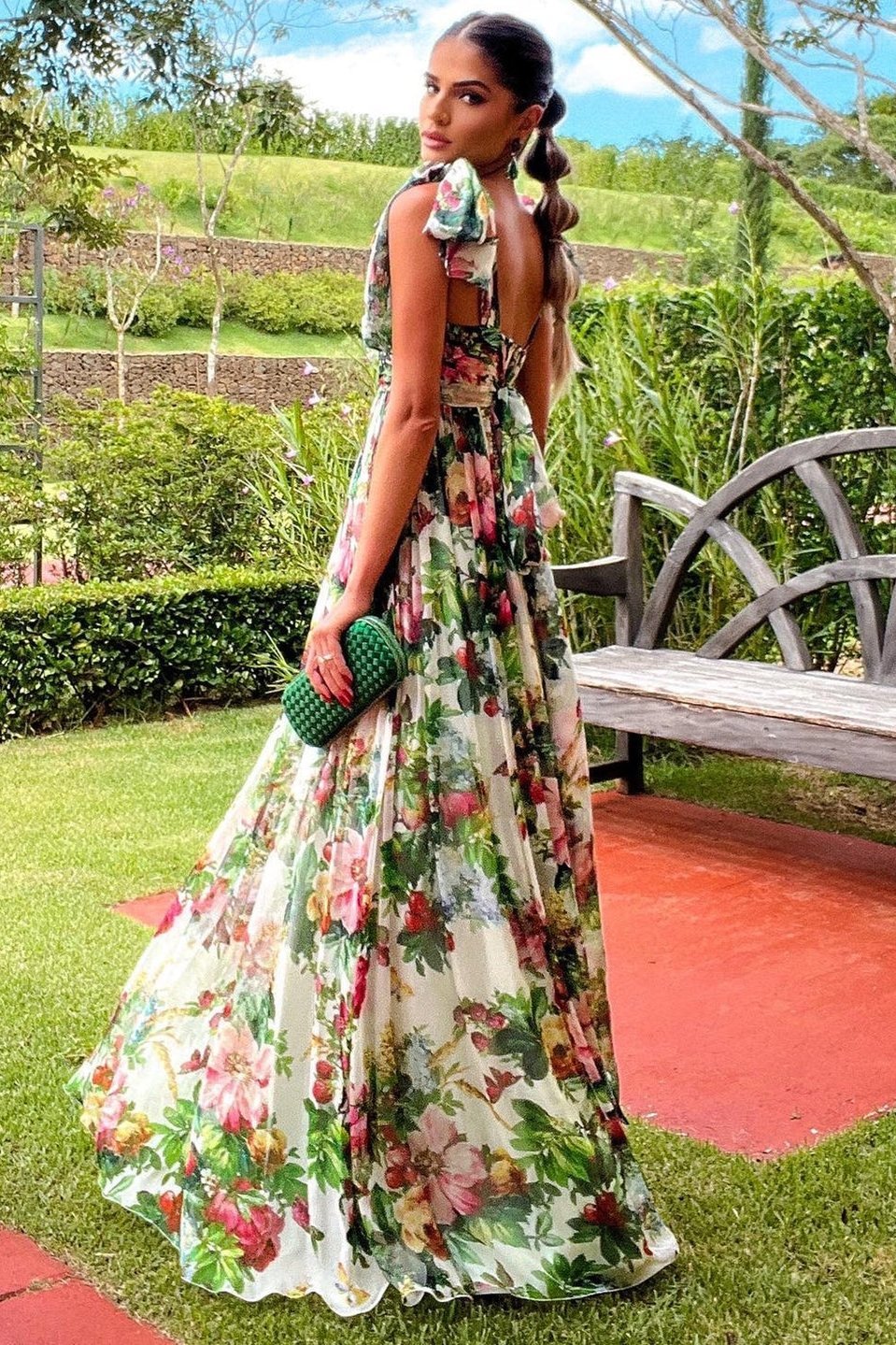 Çiçek Desenli Askılı Maxi Yazlık Elbise