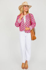 Pembe Floral Desenli Kısa Ceket Zalle
