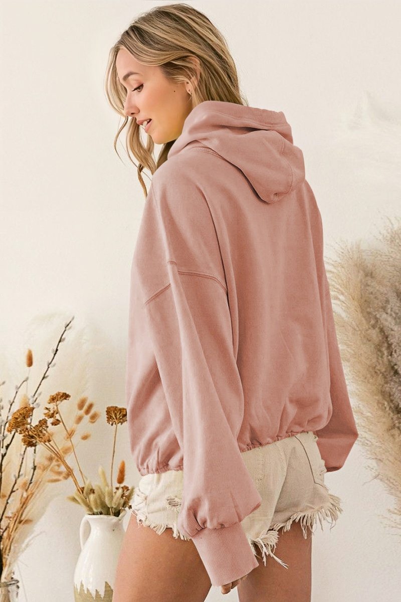 Pudra Yarım Fermuarlı Oversize Ceket Zalle