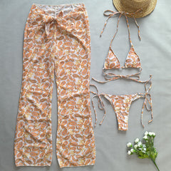 Etnik Desenli Pamuklu Yazlık Bikini ve Pantolon Takımı Zalle