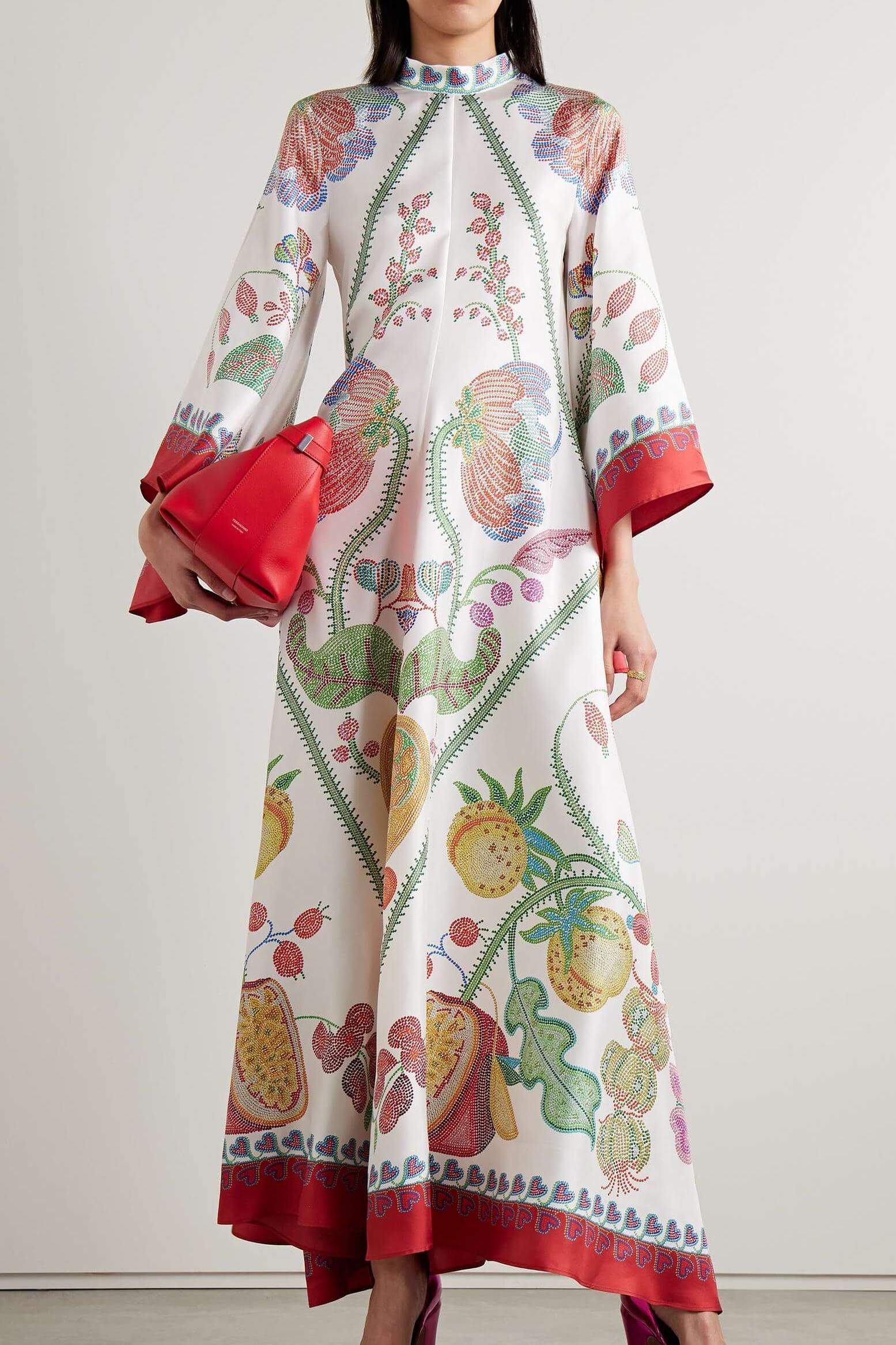 Etnik Desenli Bol Kesim Uzun Kimono Elbise Zalle