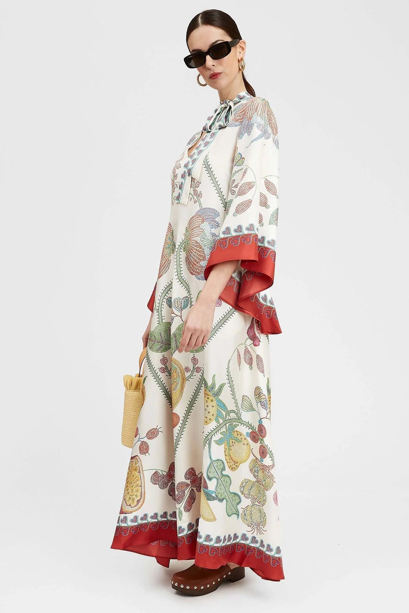 Etnik Desenli Bol Kesim Uzun Kimono Elbise Zalle
