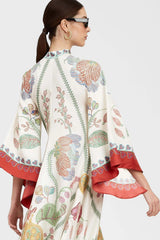 Etnik Desenli Bol Kesim Uzun Kimono Elbise Zalle