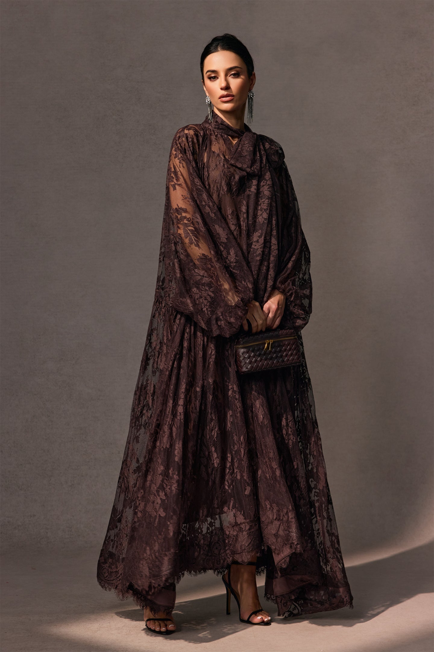 Dantel Detaylı Uzun Abiye Elbise Zalle