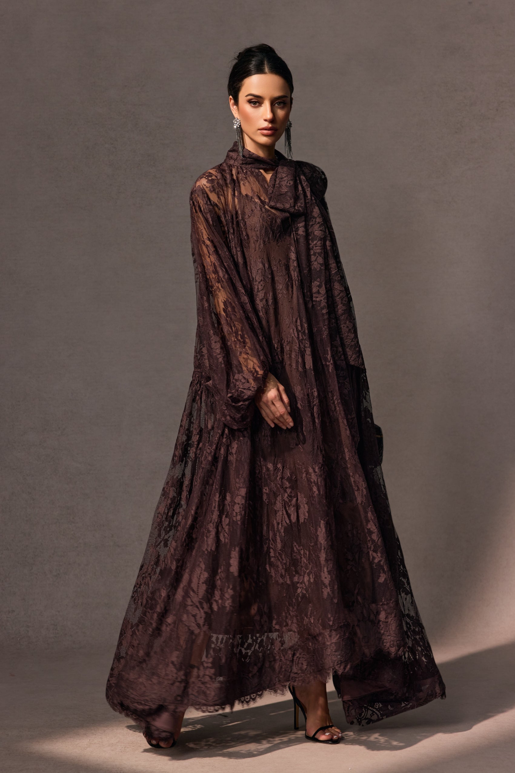 Dantel Detaylı Uzun Abiye Elbise Zalle