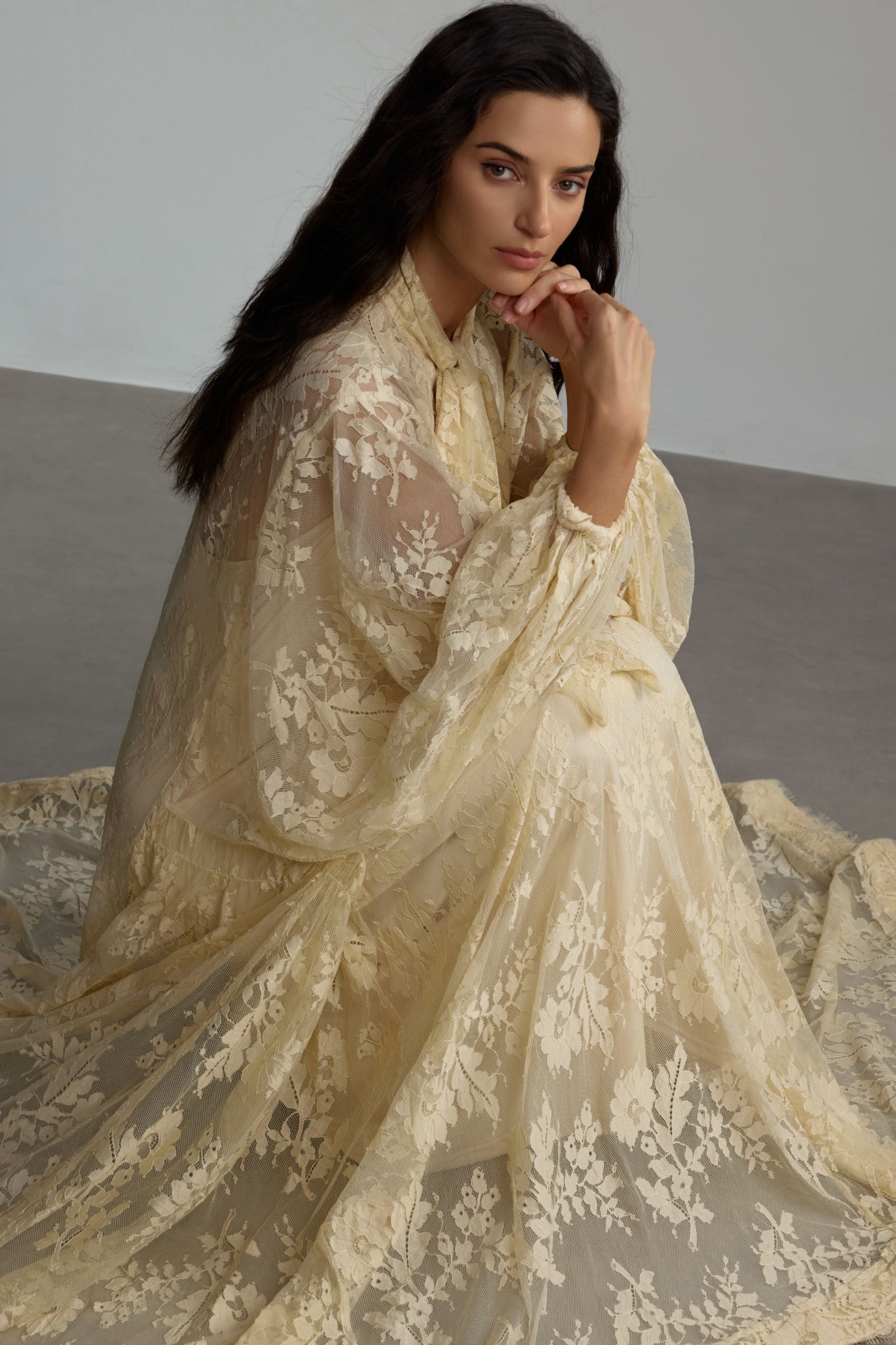 Dantel Detaylı Uzun Abiye Elbise Zalle