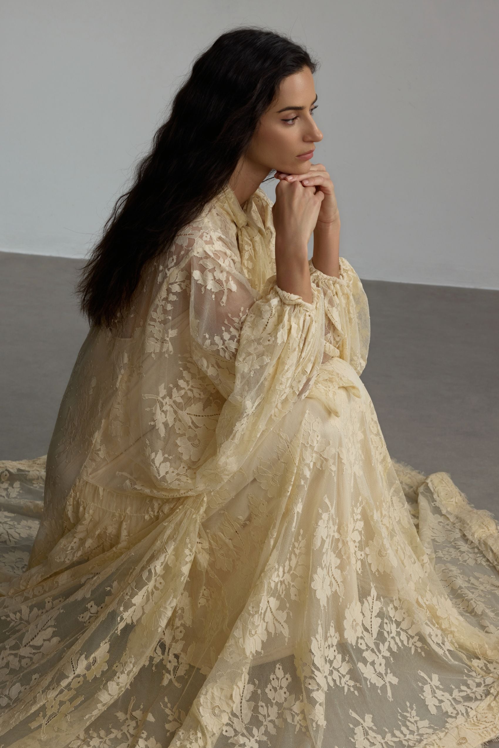 Dantel Detaylı Uzun Abiye Elbise Zalle