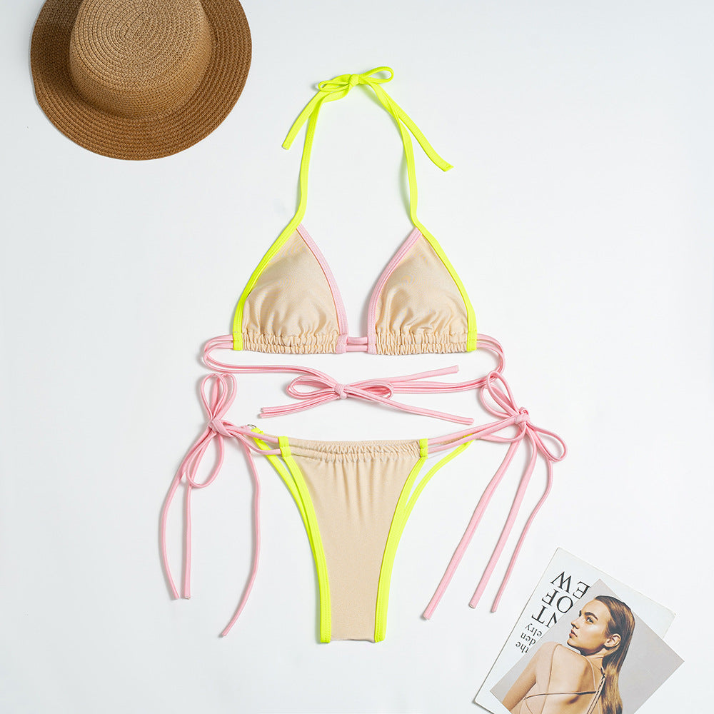 Neon Detaylı Pamuklu Üçgen Bikini Takımı Zalle
