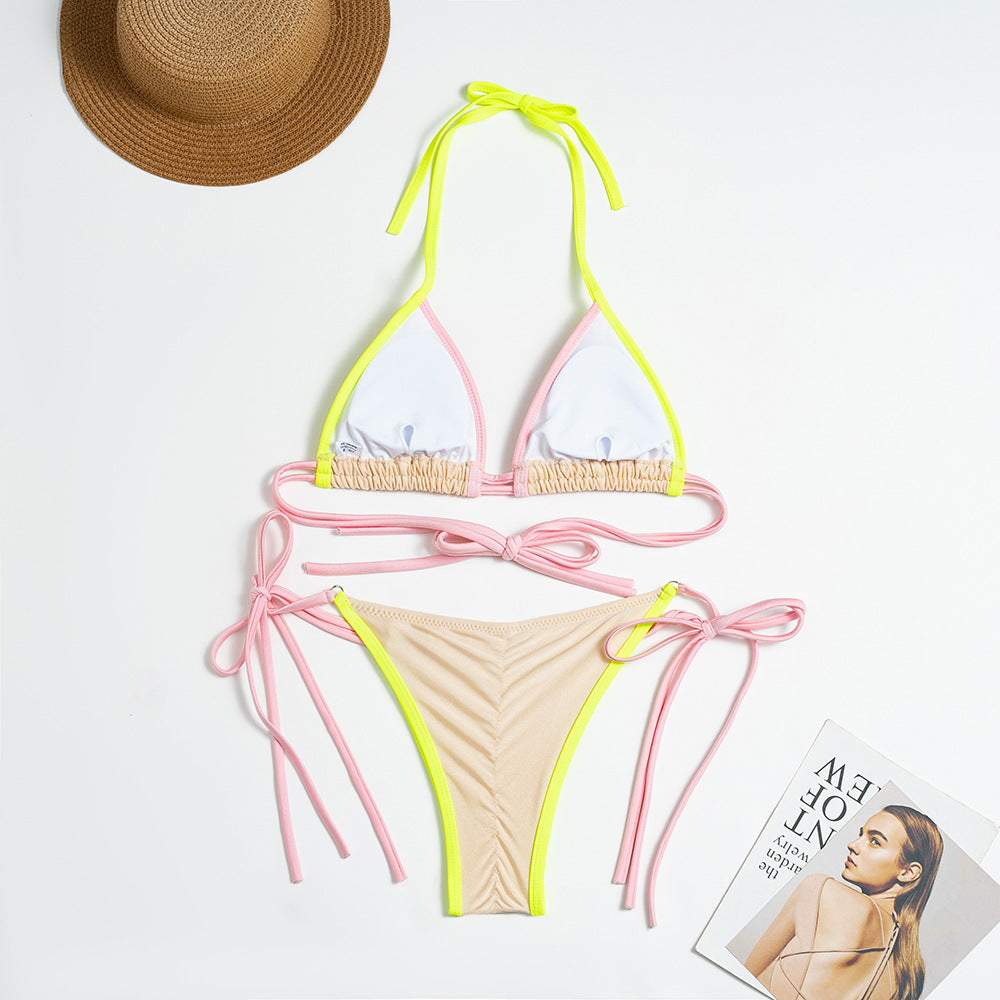 Neon Detaylı Pamuklu Üçgen Bikini Takımı Zalle