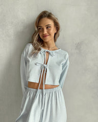 Striped Bow Detailed Pajama Set