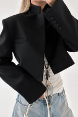 Siyah Crop Blazer Ceket Zalle