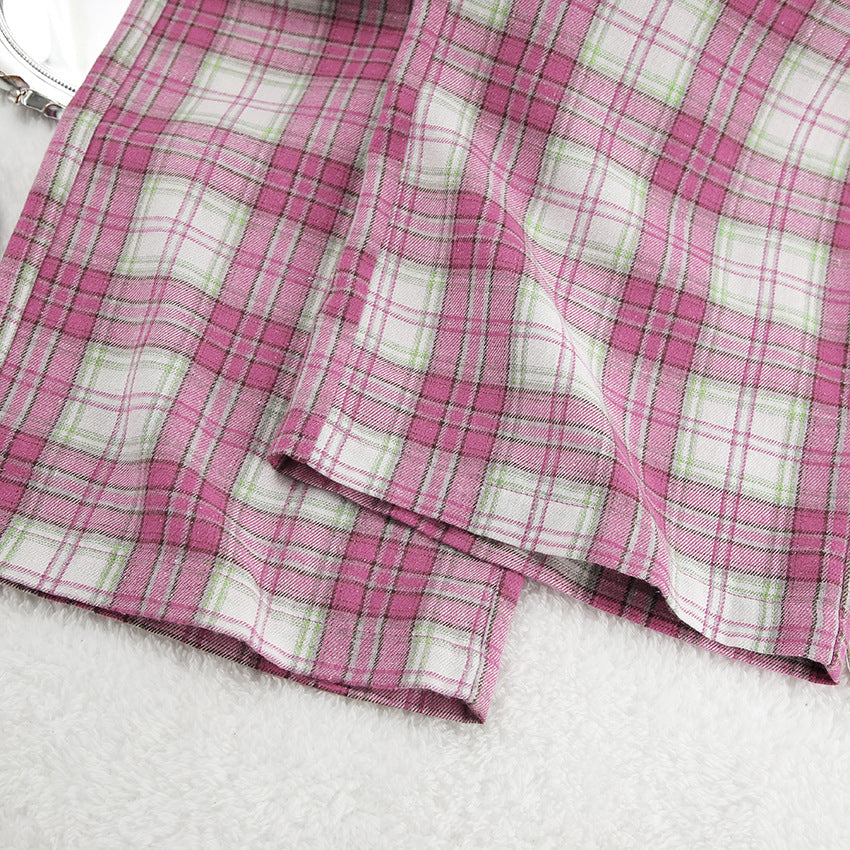 Red Checkered Fashion Pajama Set