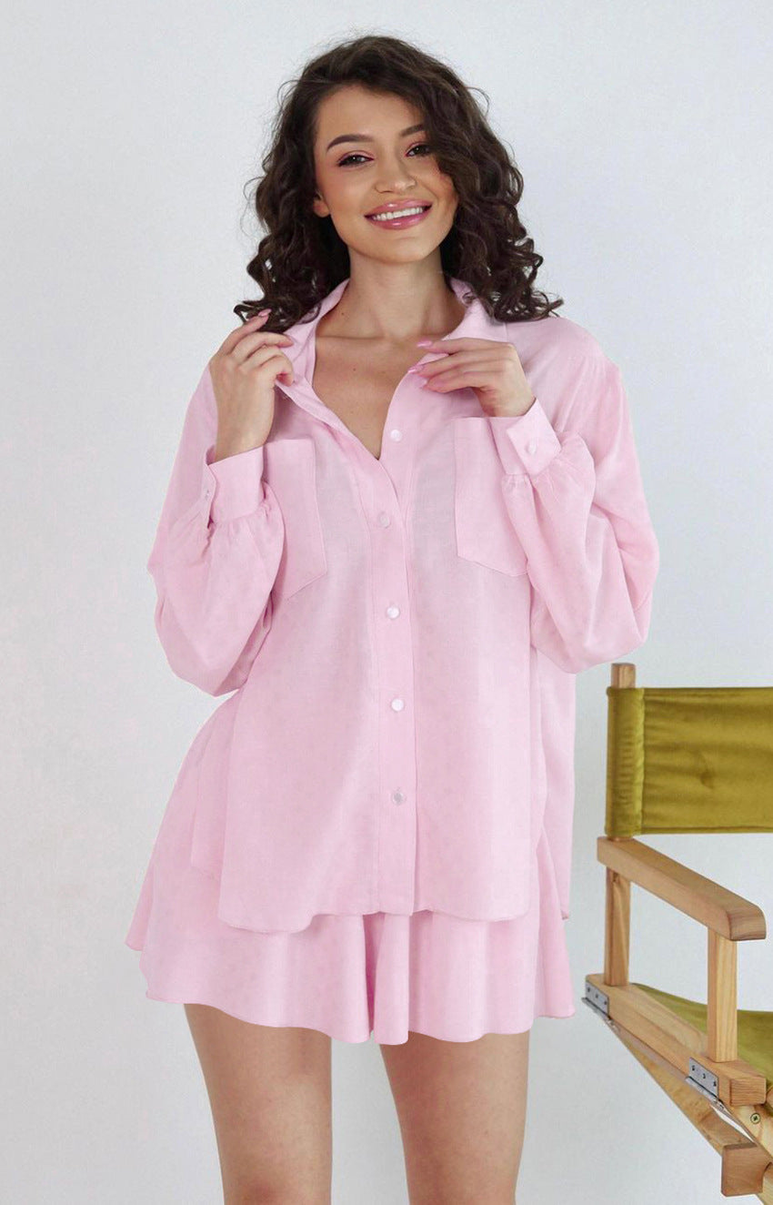 Pink Comfortable Cotton Loose Pajama Set