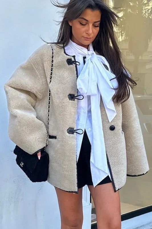 Oversize Tokalı Peluş Ceket Zalle