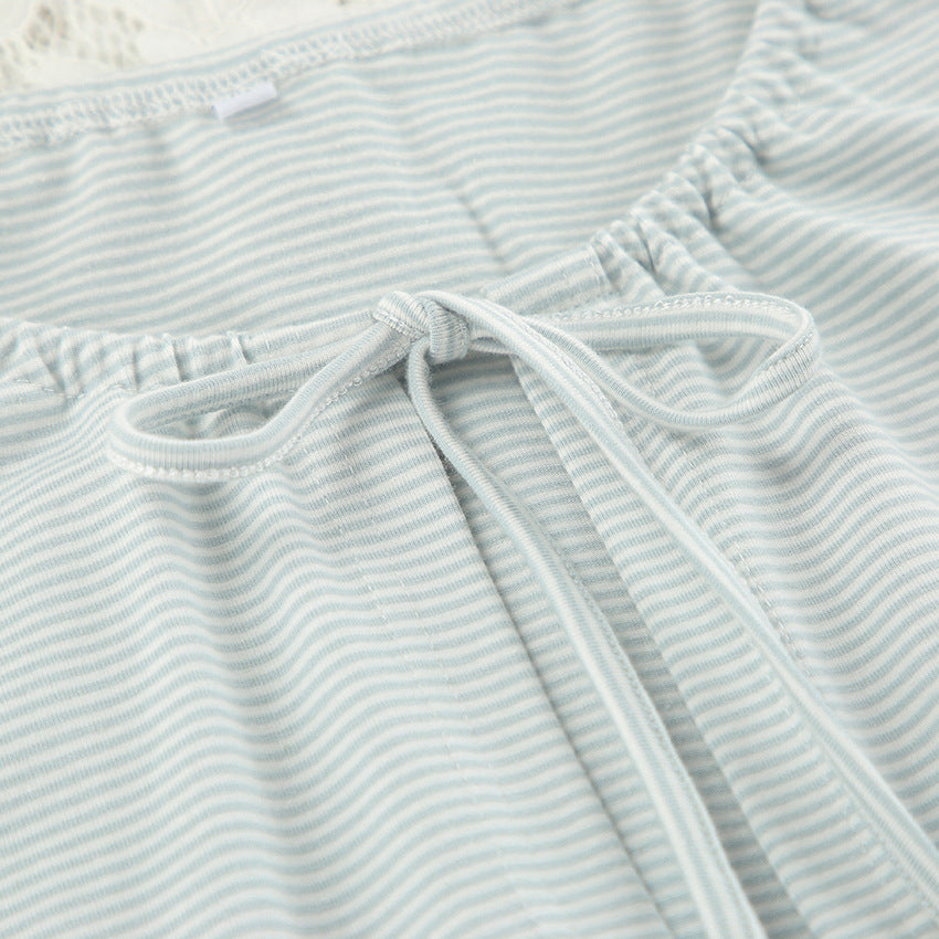 Striped Bow Detailed Pajama Set