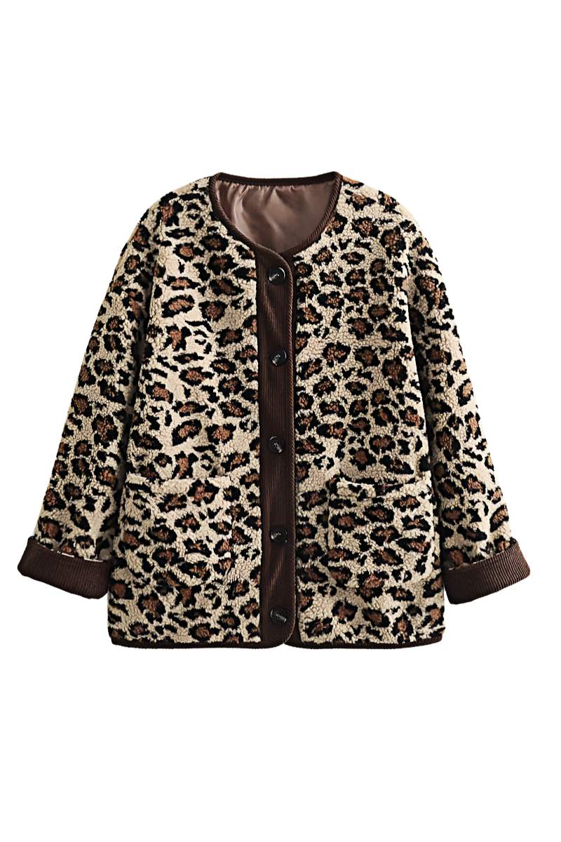 Leopar Desenli Oversize Düğmeli Ceket Zalle