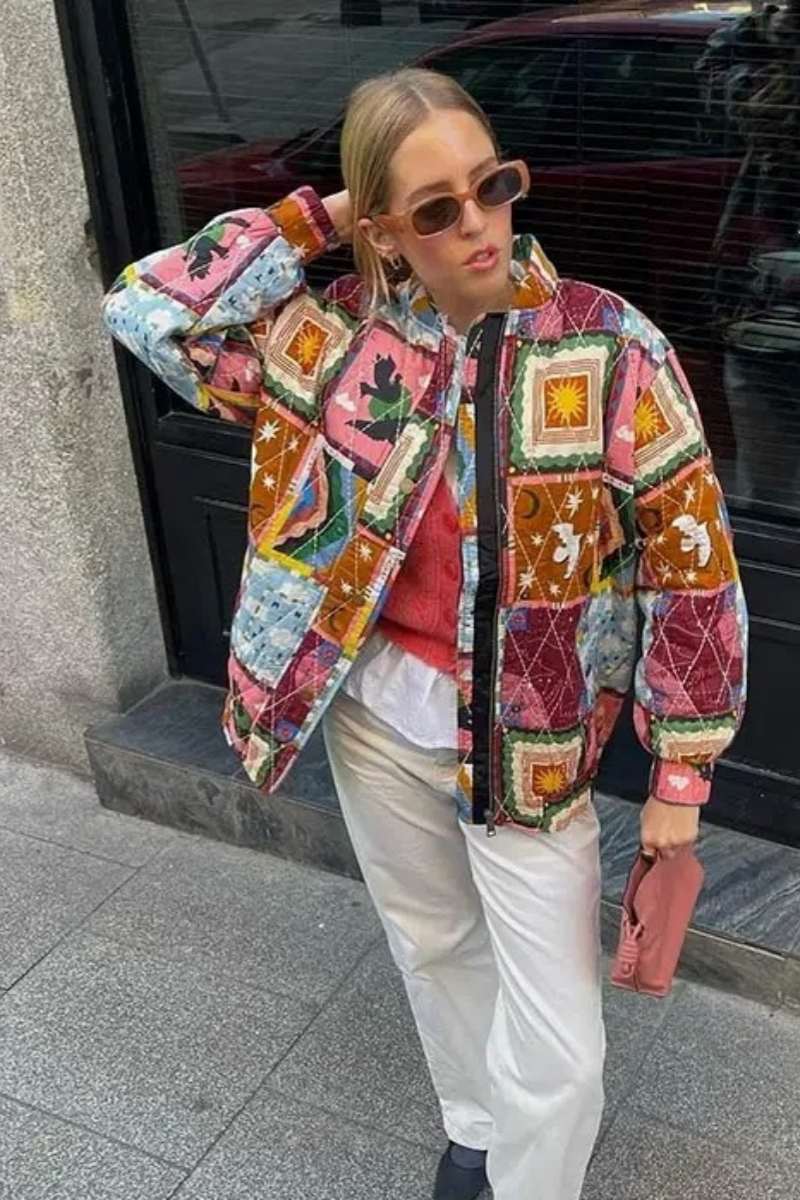 Patchwork Desenli Oversize Ceket Zalle