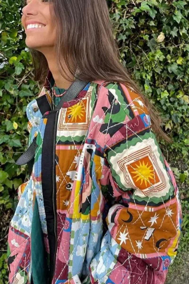 Patchwork Desenli Oversize Ceket Zalle