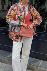 Patchwork Desenli Oversize Ceket Zalle