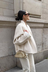 Krem Oversize Minimalist Ceket Zalle