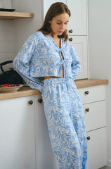 Zestaw piżamowy Blue Marbling Crop