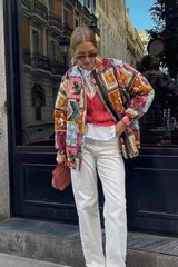 Patchwork Desenli Oversize Ceket Zalle