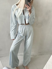 Striped Bow Detailed Pajama Set