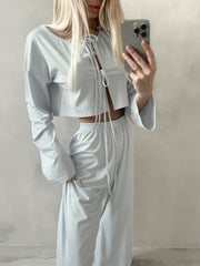 Striped Bow Detailed Pajama Set